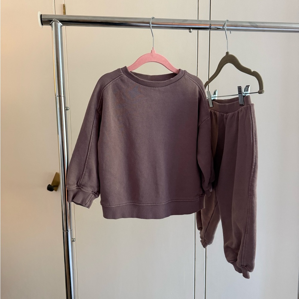 Zara Toddler Sweatshirt & Jogger Set | Size 2–3 Years | Mauve Neutral